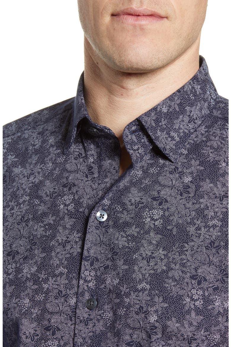 Welpren Floral Button-Up Shirt, Alternate, color, BLACK