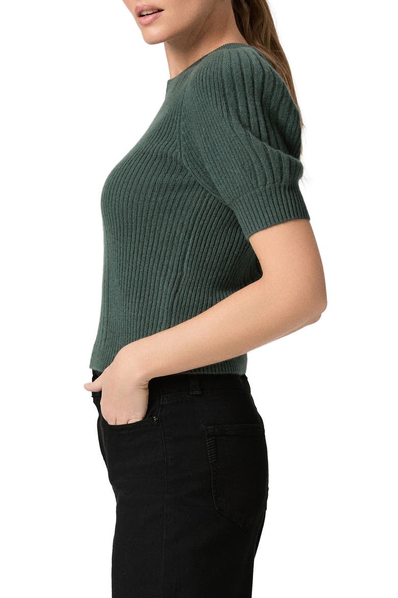 Kato Puff Short Sleeve Cashmere Sweater, Alternate, color, FERN GREEN