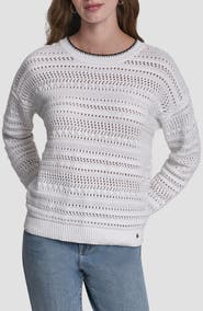DKNY Jeans Cotton Pointelle Sweater