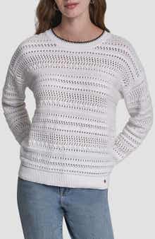 DKNY Jeans Cotton Pointelle Sweater