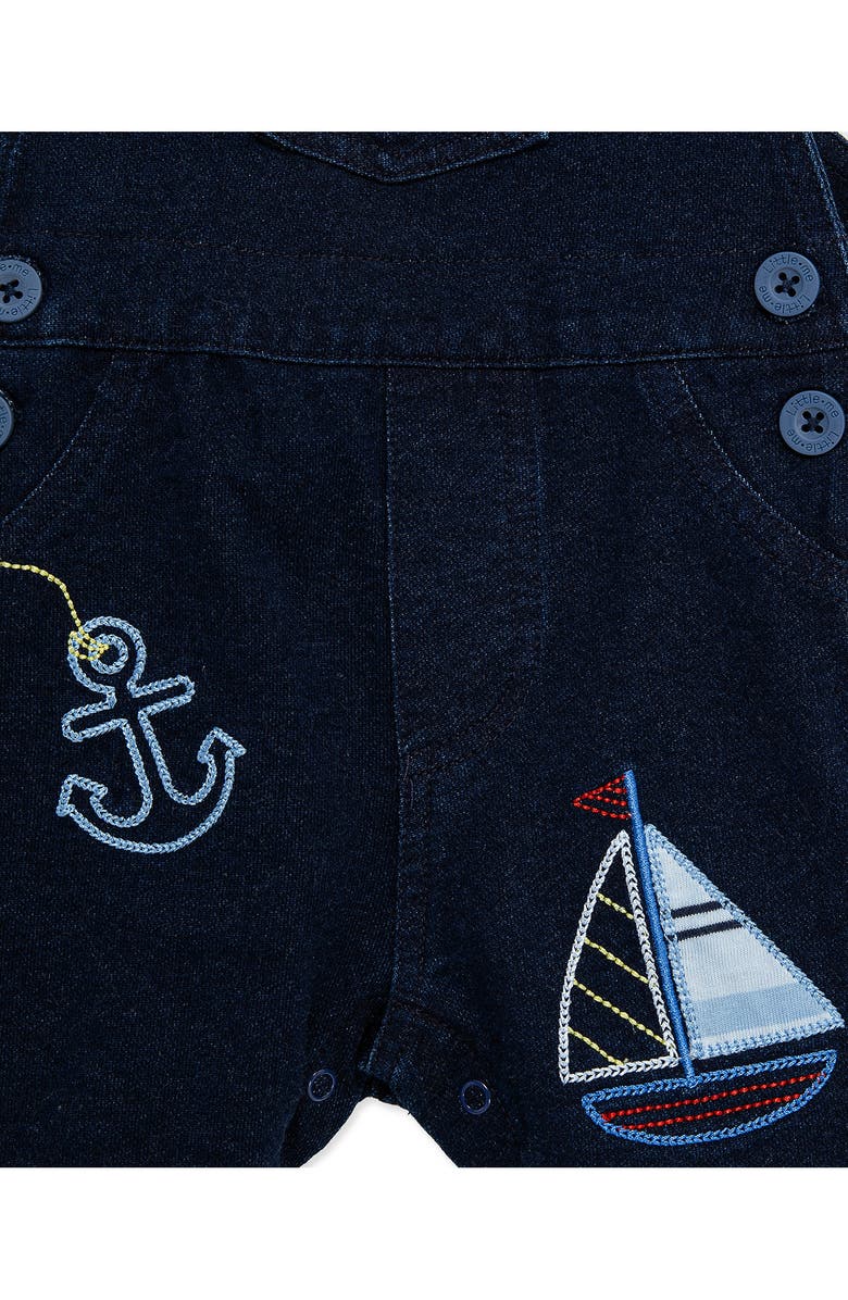 Little Me Nautical T-Shirt & Shortalls Set, Alternate, color, Blue