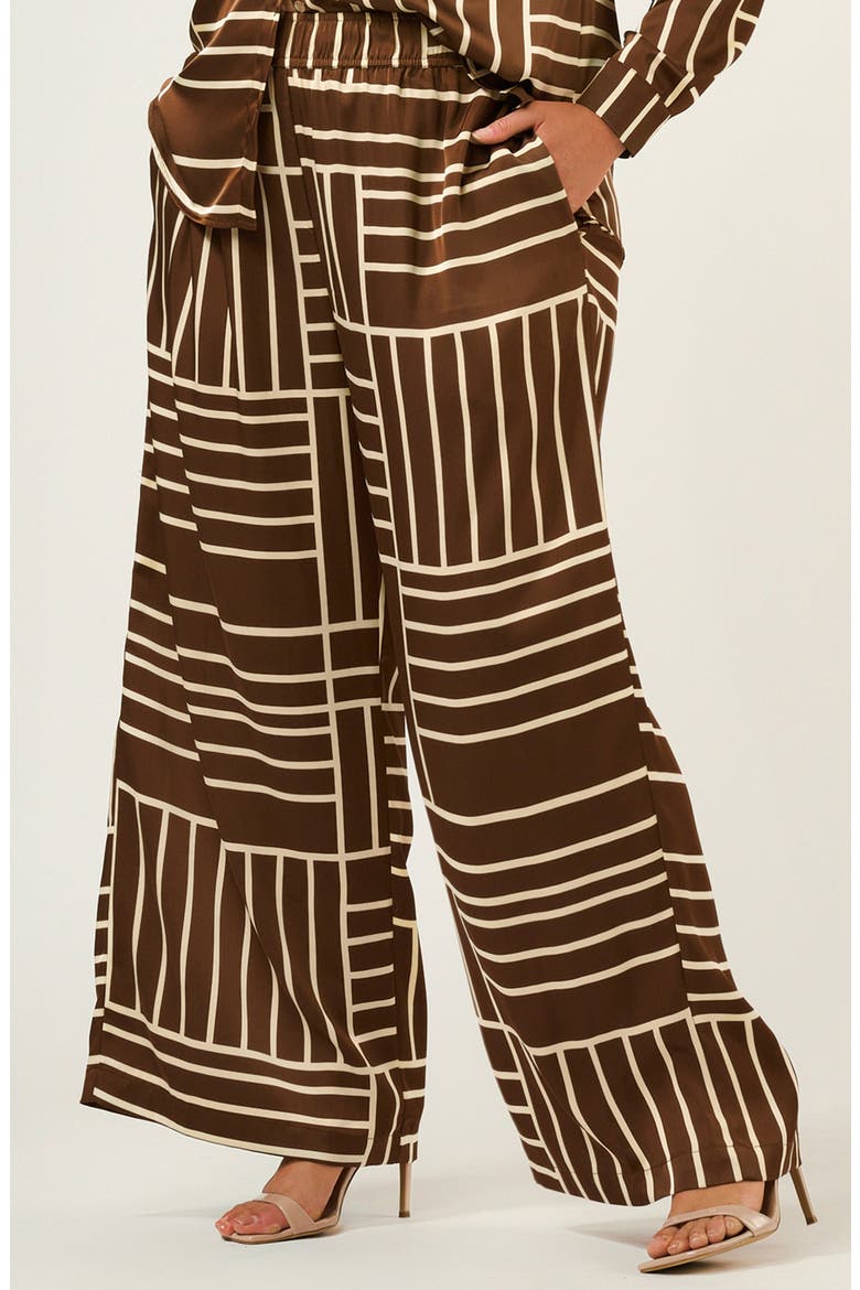 Josie Geo Stripe Satin Pants, Alternate, color, CEDAR/ CREAM