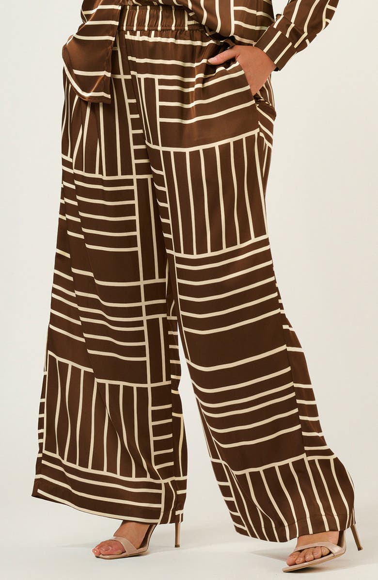 Estelle Josie Geo Stripe Satin Pants, Alternate, color, Cedar/ Cream