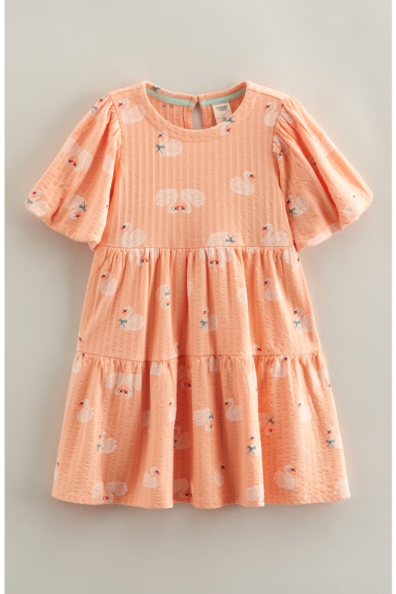 Kids' Pretty Tiered Dress, Main, color, CORAL PINK SWANS