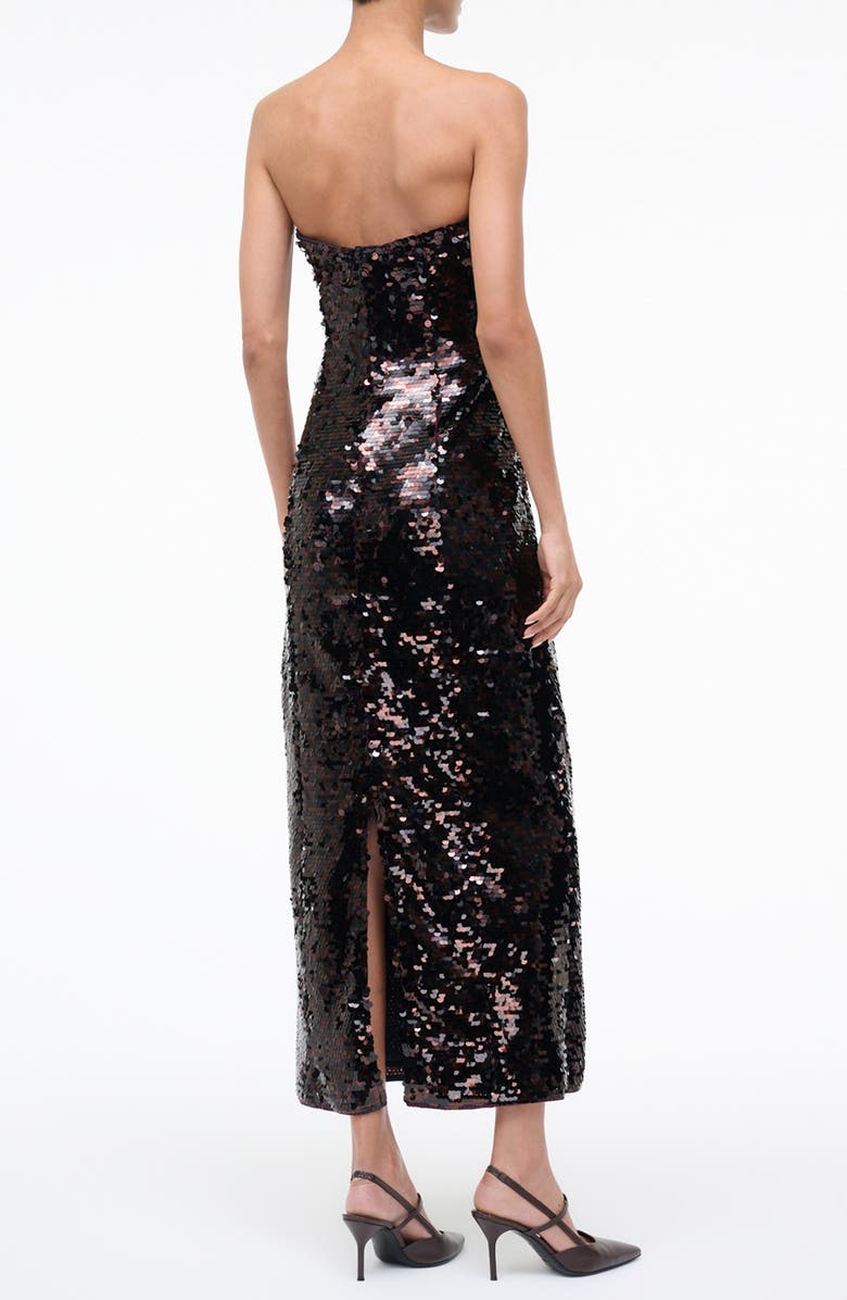 STAUD Cece Sequin Strapless Maxi Dress, Alternate, color, Espresso/ Black