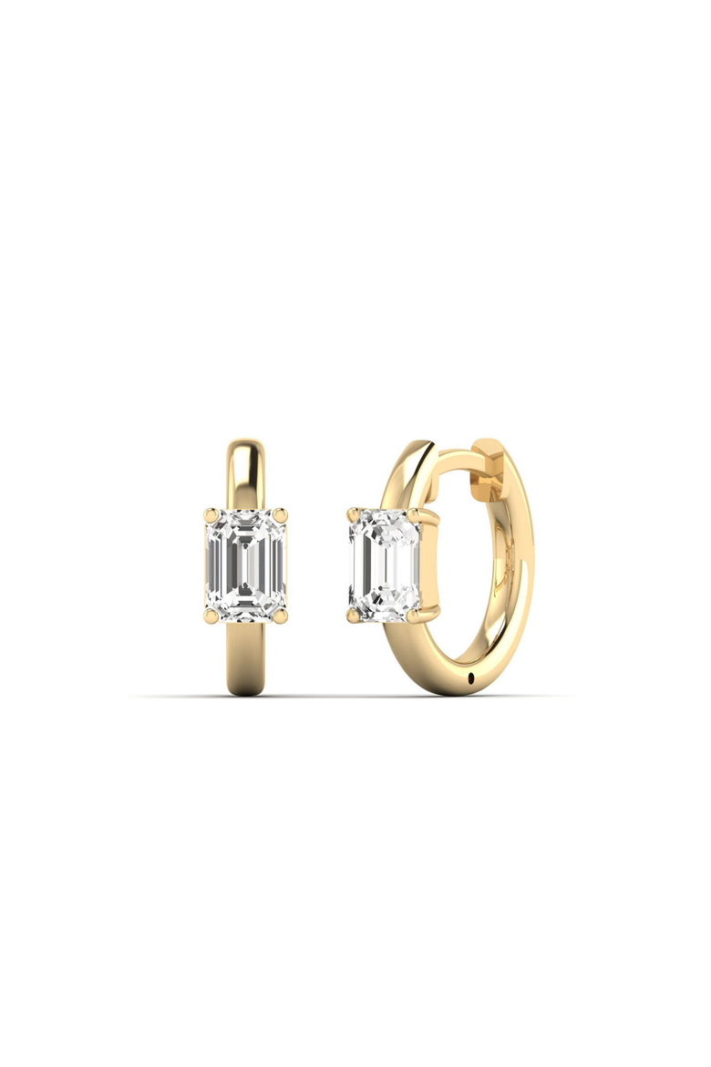 Emerald Center Lab Diamond Huggie in 14K Gold, Main, color, Yellow Gold