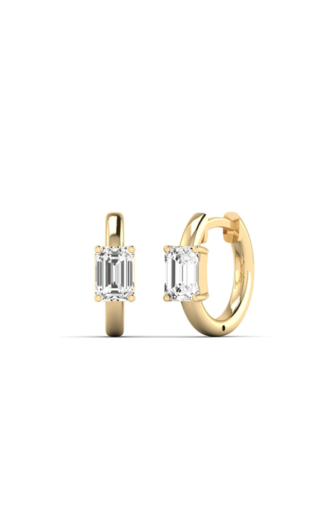 Emerald Center Lab Diamond Huggie in 14K Gold