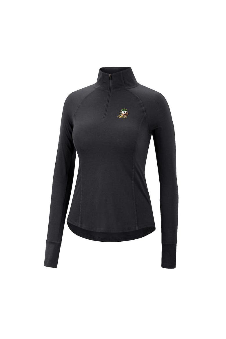 Women's Colosseum Black Oregon Ducks Core Quinn Raglan Quarter-Zip Top, Alternate, color, Black