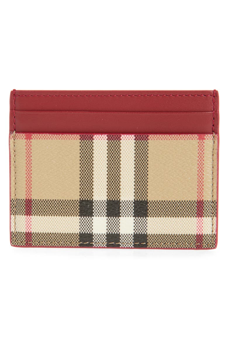 Sandon Check Card Case, Alternate, color, VINTAGE CHECK/ RUBY