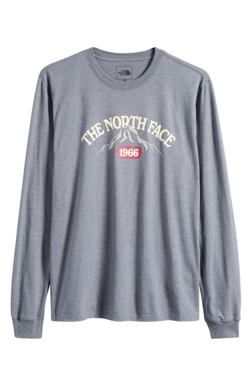 The North Face Varisty Long Sleeve Cotton Graphic T-shirt In Tnf Medium Grey Heather