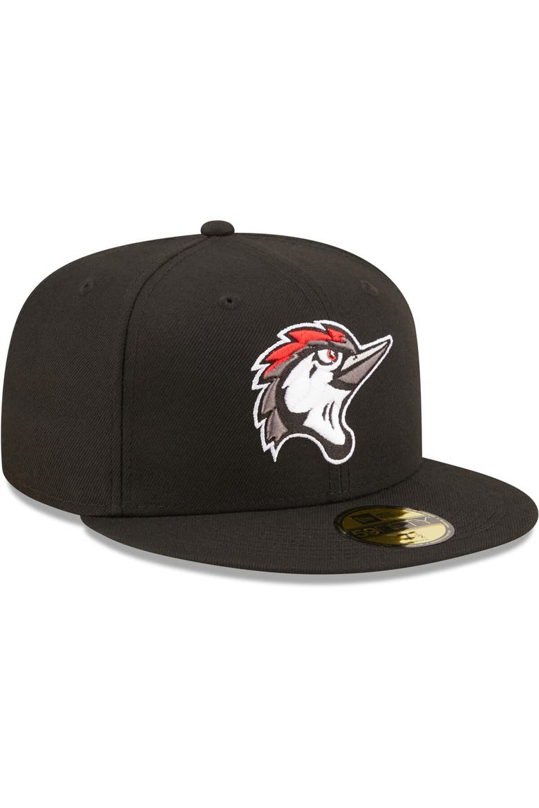 Men's New Era Black Fayetteville Woodpeckers Authentic Collection 59FIFTY Fitted Hat, Alternate, color, Black