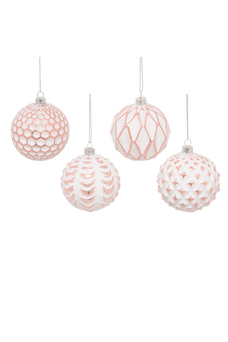 Geo Rose Gold Holiday Christmas Xmas Ornament Glass A/4, Main, color, Gold