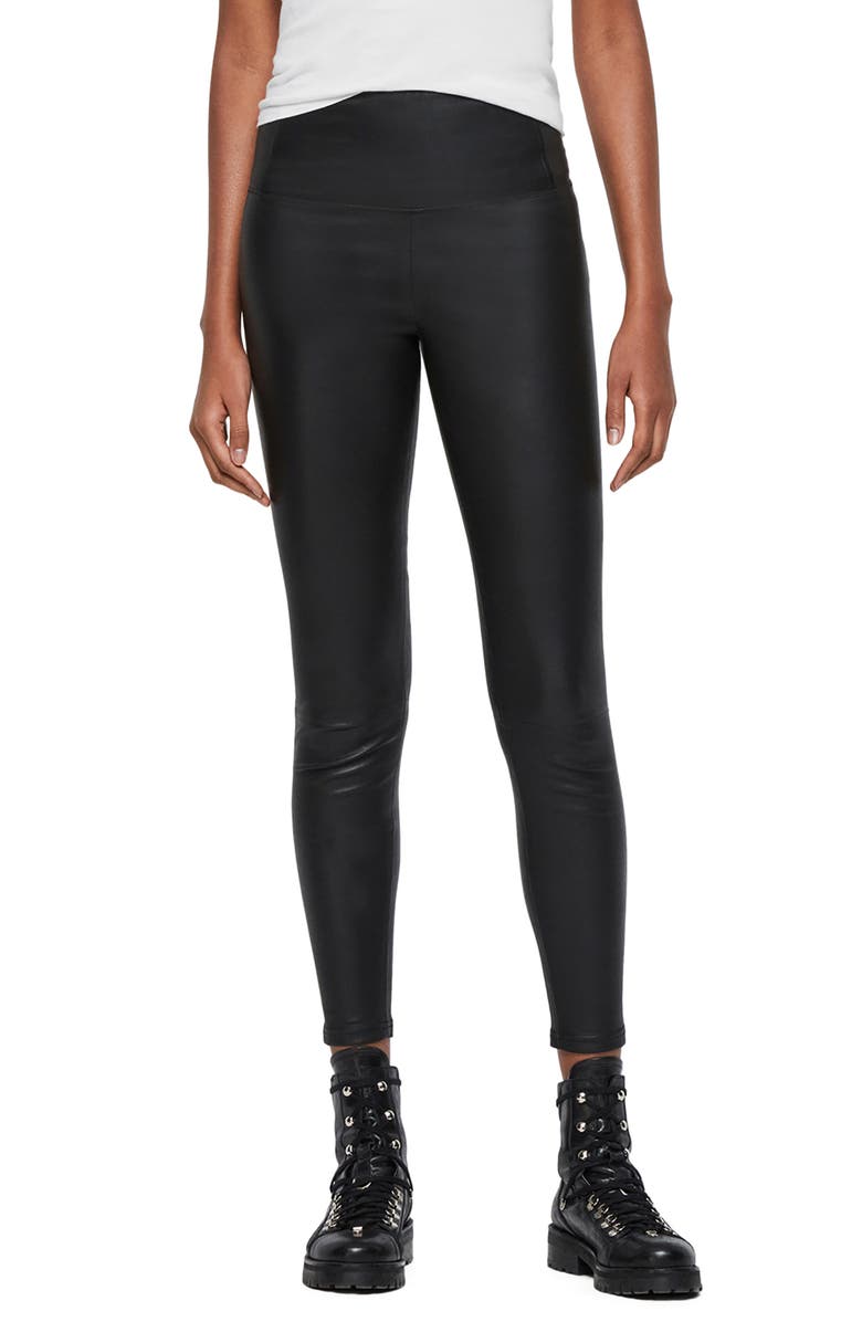 AllSaints Cora Lambskin Leather Leggings, Main, color, 