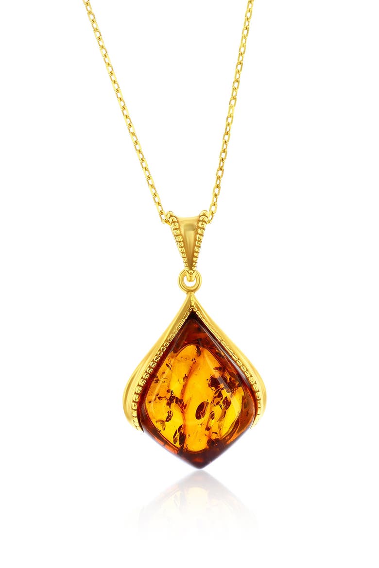 Marquise Cut Amber Pendant Necklace, Main, color, AMBER