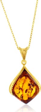 SIMONA Marquise Cut Amber Pendant Necklace