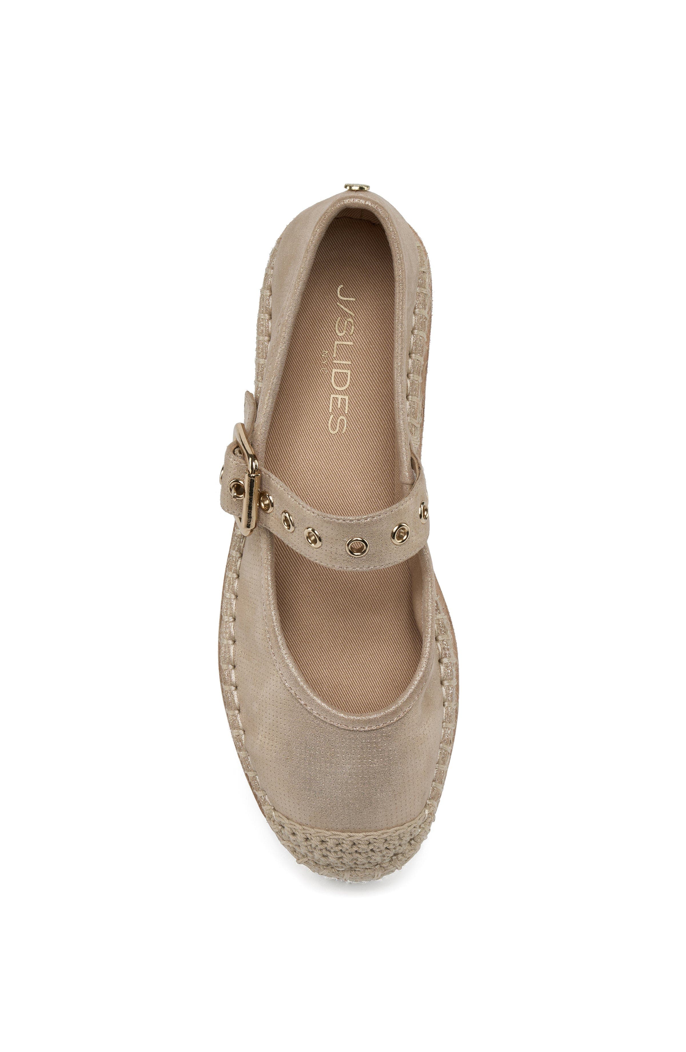 JSlides Footwear Beatrice Leather Espadrille, Alternate, color, Gold