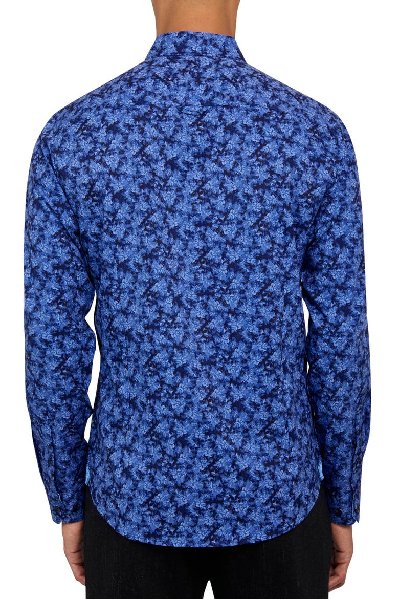 Abstract Floral Performance Shirt, Alternate, color, LIGHT BLUE/ NAVY