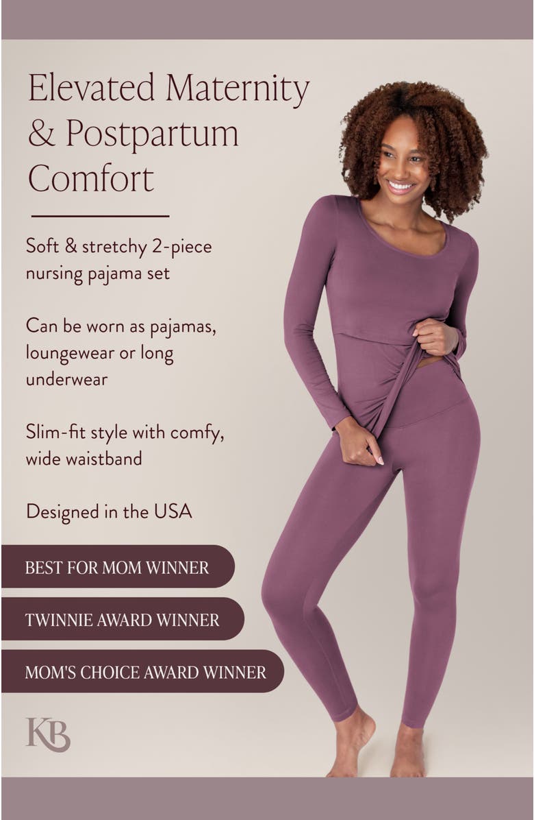 Kindred Bravely Jane Nursing Pajama Set, Alternate, color, Burgundy Plum