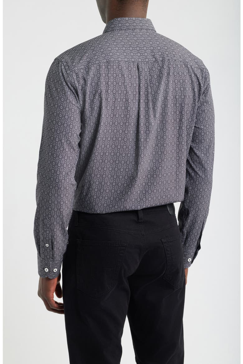 XC+™ Football Print Performance Button-Down Shirt, Alternate, color, BLACK