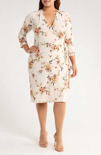 Floral Long Sleeve Jersey Wrap Dress