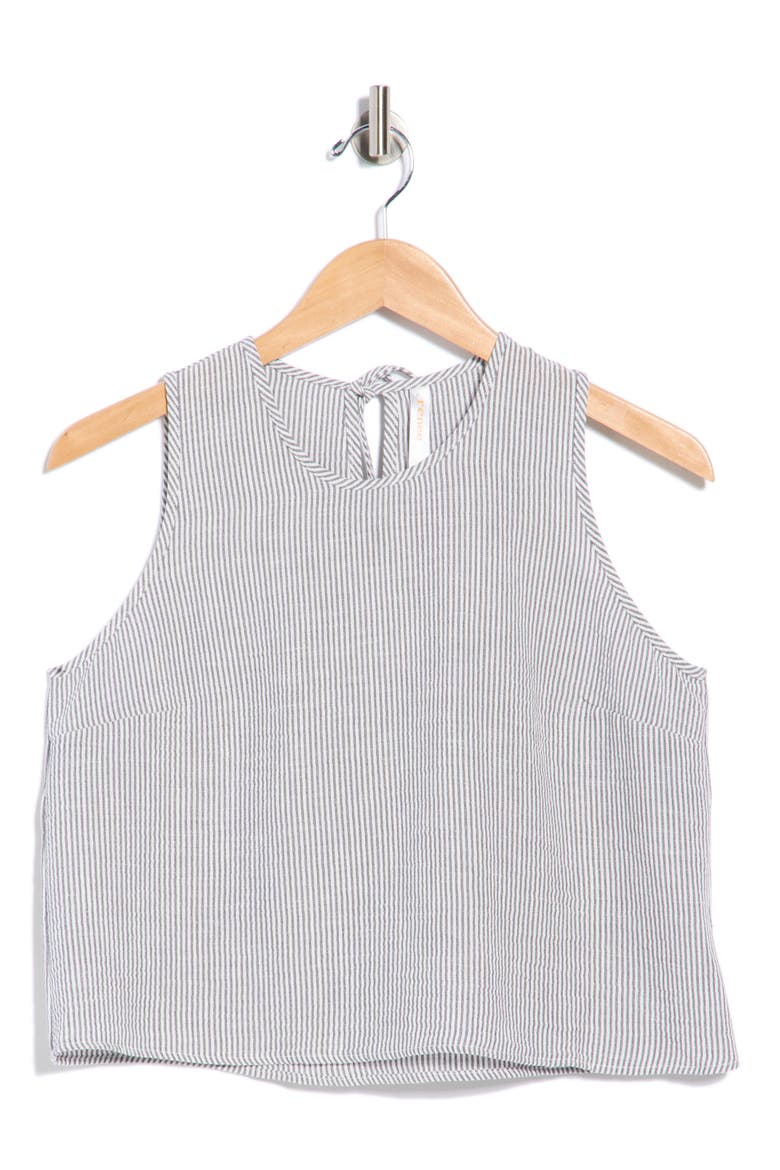 Stripe Sleeveless Cotton Top, Alternate, color, BLACK