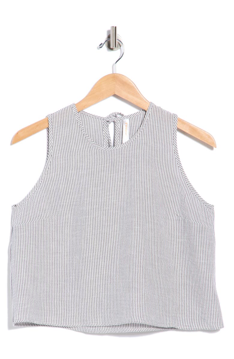 Renee C Stripe Sleeveless Cotton Top, Alternate, color, Black