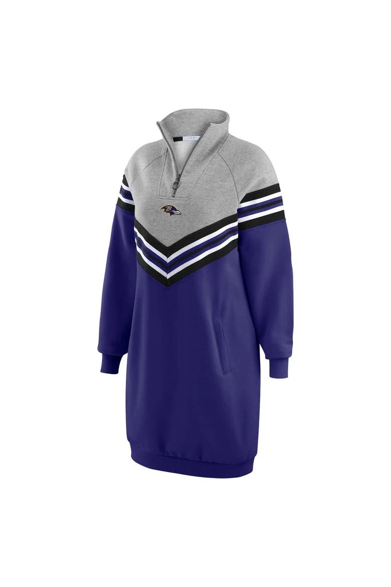 Women's WEAR by Erin Andrews  Purple/Heather Gray Baltimore Ravens Chevron Stripe Dress, Alternate, color, Purple