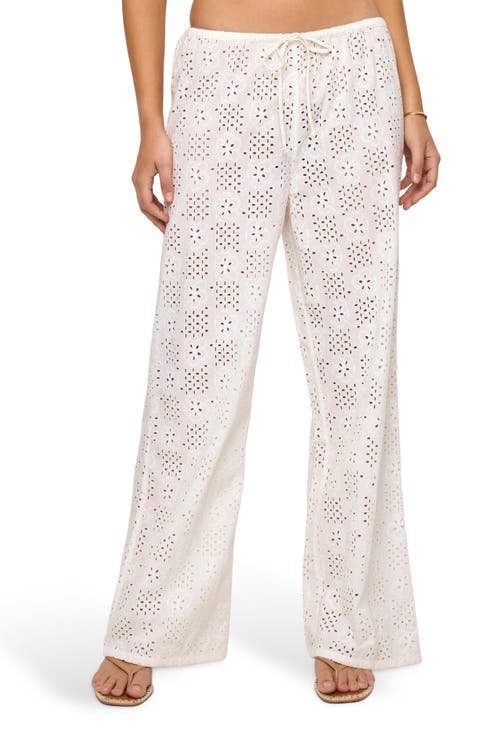 Lily Cotton Eyelet Cover-Up Drawstring Pants
