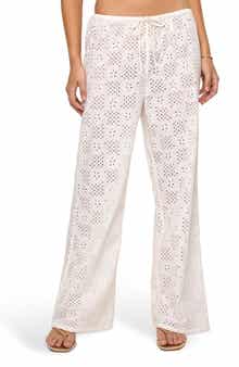 Lily Cotton Eyelet Cover-Up Drawstring Pants