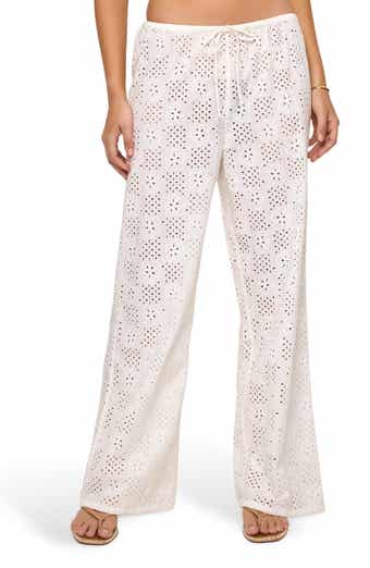 Lily Cotton Eyelet Cover-Up Drawstring Pants