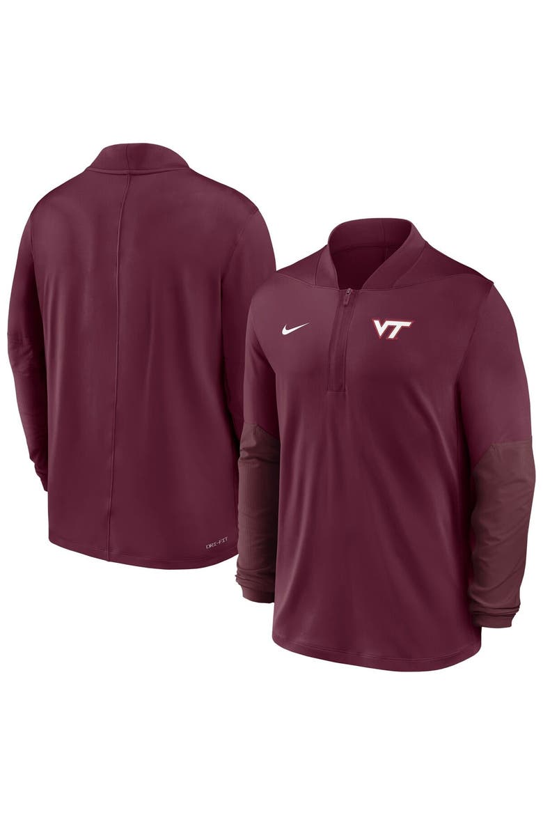 Men's Nike  Maroon Virginia Tech Hokies Dri-FIT Half-Zip Pullover, Main, color, Maroon