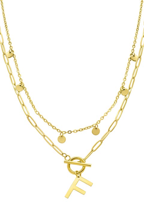 Initial Pendant Layered Chain Necklace