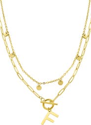 Adornia Initial Pendant Layered Chain Necklace