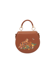 Fable England Fox & Pumpkin Embroidered Tan Saddle Bag