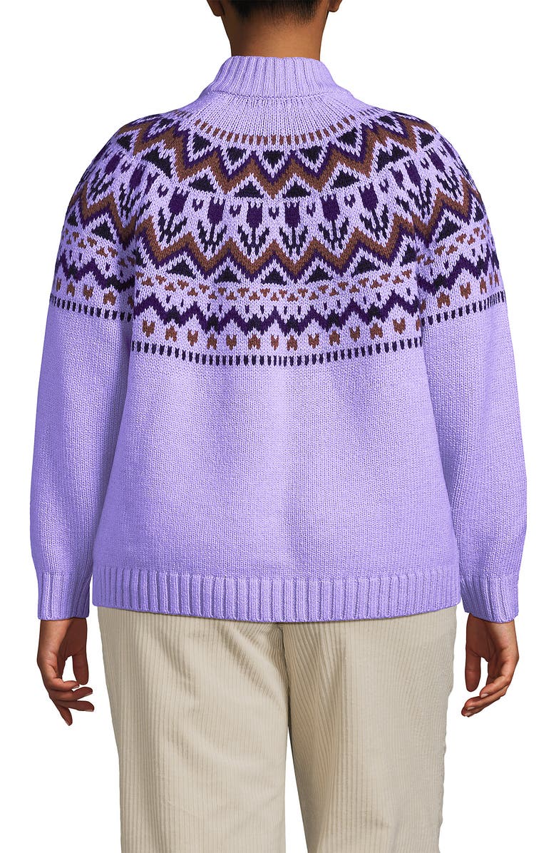 Lands' End Cozy Lofty Fair Isle Yoke Mock Neck Sweater, Alternate, color,