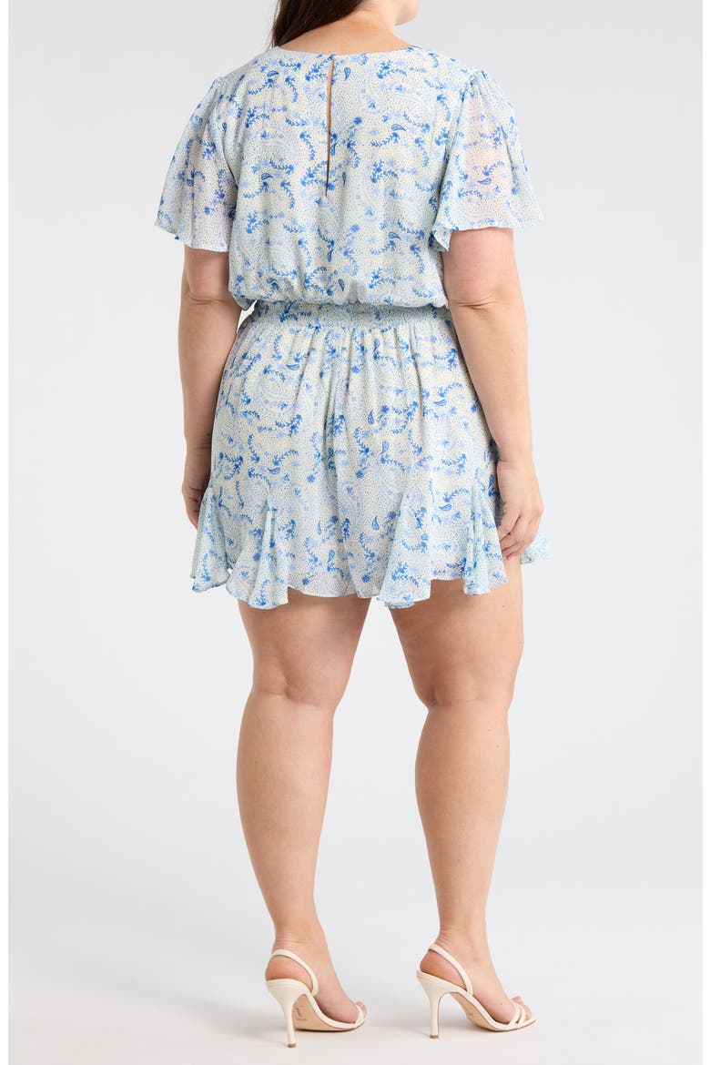 Corinna Paisley Romper, Alternate, color, BLUE-WHITE