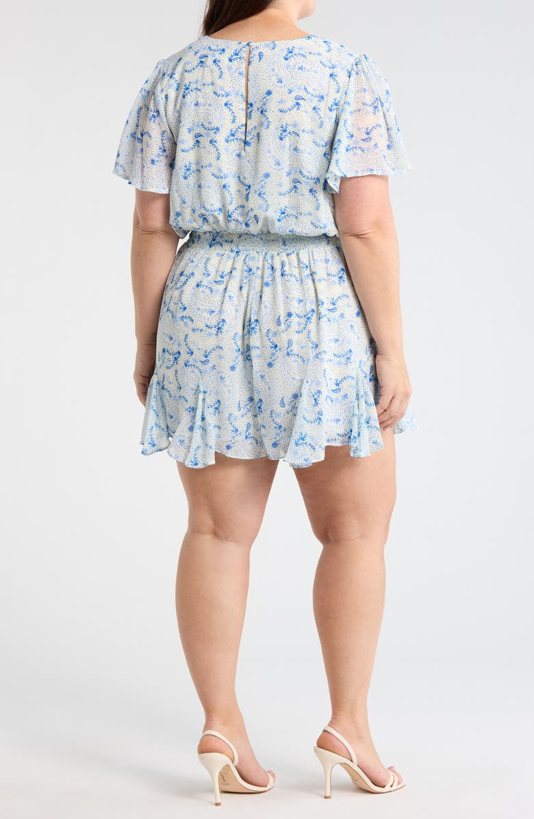 SUGARLIPS Corinna Paisley Romper, Alternate, color, Blue-White