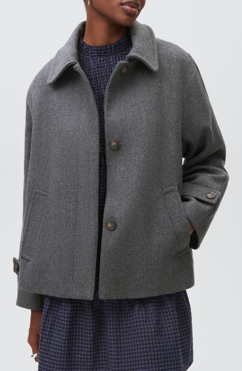 MANGO TEEN Collar Coat, Main, color, Grey