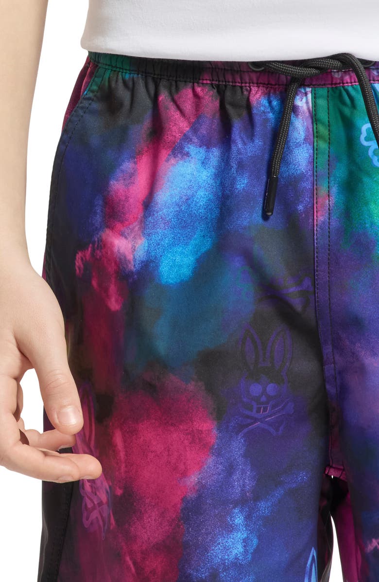 Psycho Bunny Kids' Dokos Swim Trunks, Alternate, color, Black