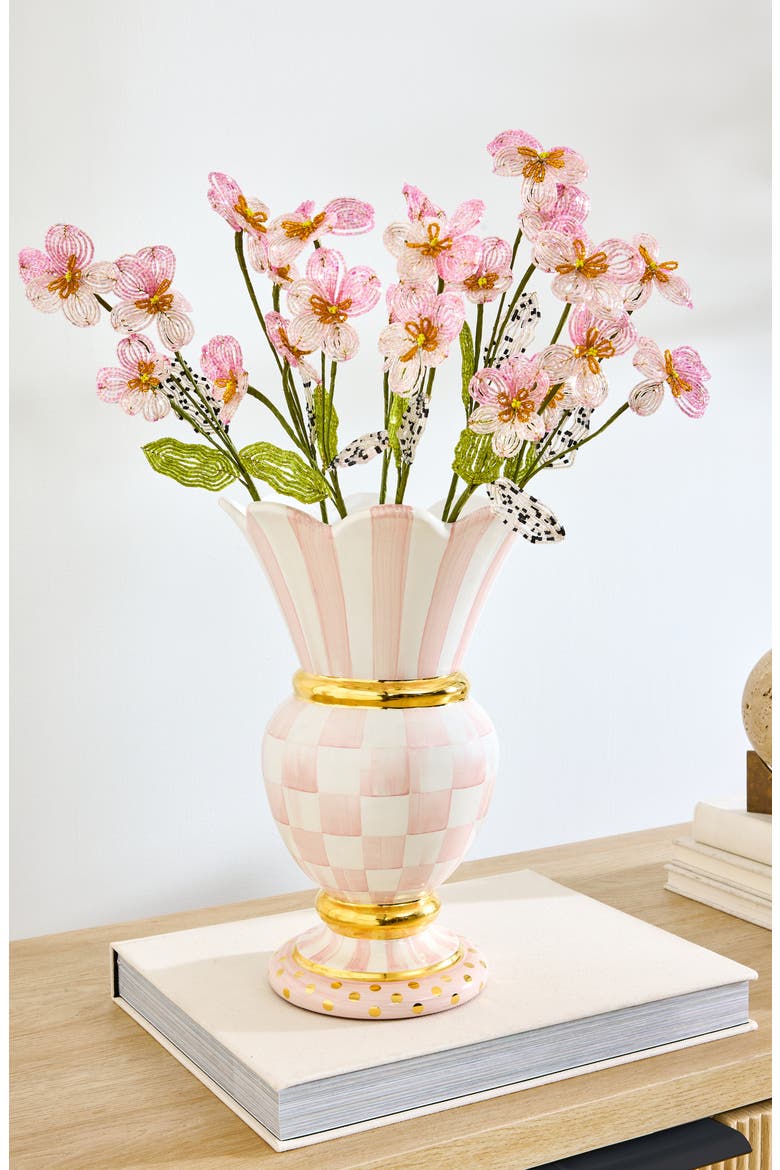 Rosy Check Great Ceramic Vase, Alternate, color, PINK/ WHITE