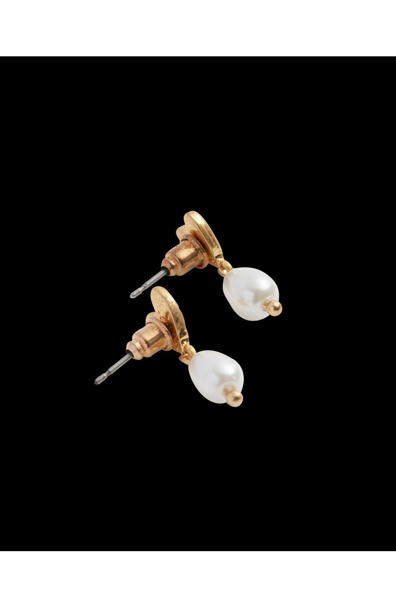 Fable England Forget-Me-Not Heart & Pearl Earrings, Alternate, color, Blue & Gold