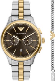 Emporio Armani Chronograph Two-Tone Bracelet Watch Set, 42mm