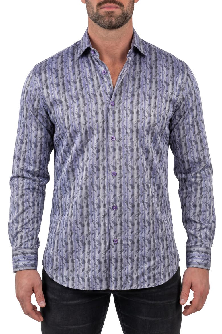 Fibonacci Contemporary Fit Button-Up Shirt, Main, color, GREY