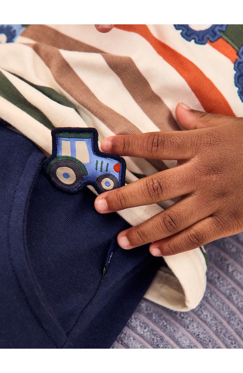 JOJO MAMAN BEBE Tractor Applique Shorts, Alternate, color, Navy