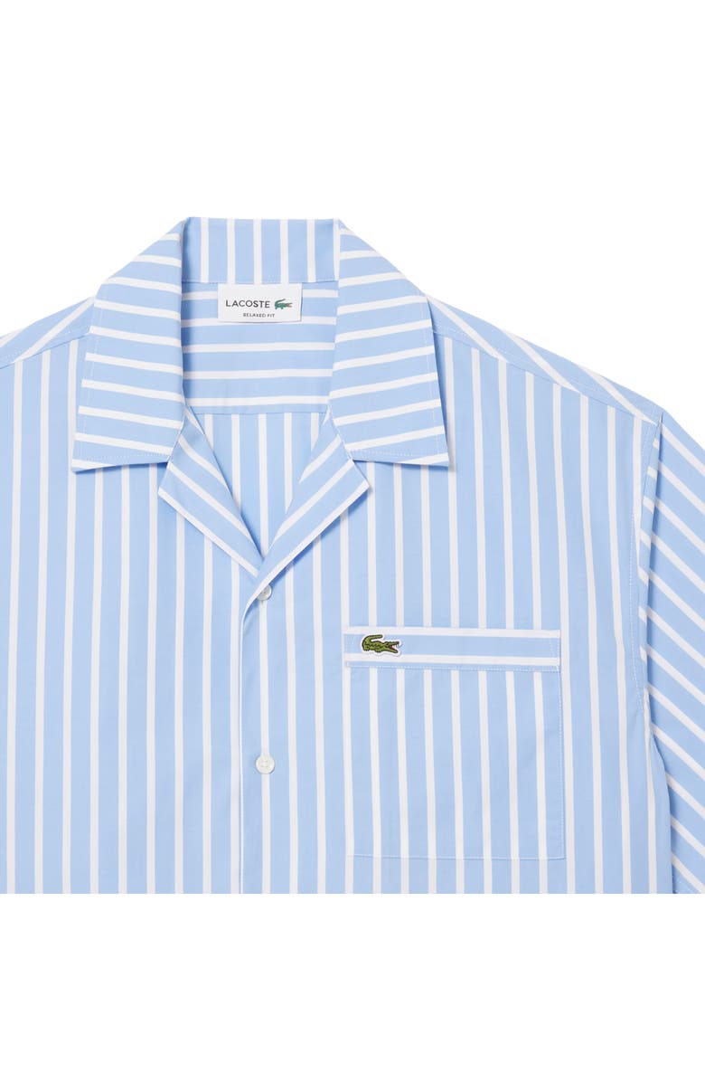 Lacoste Relaxed Fit Stripe Cotton & Lyocell Camp Shirt, Alternate, color, 
