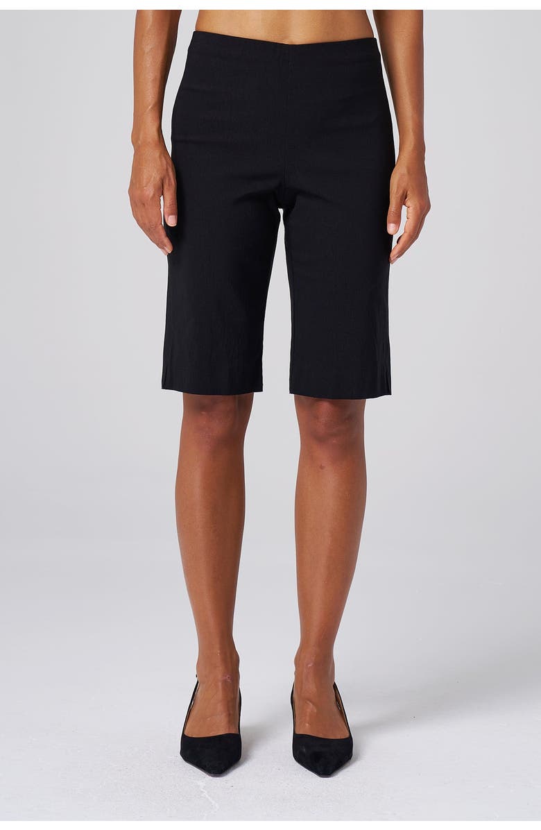Franne Golde Slim Stretch Bermuda Short, Main, color, Black