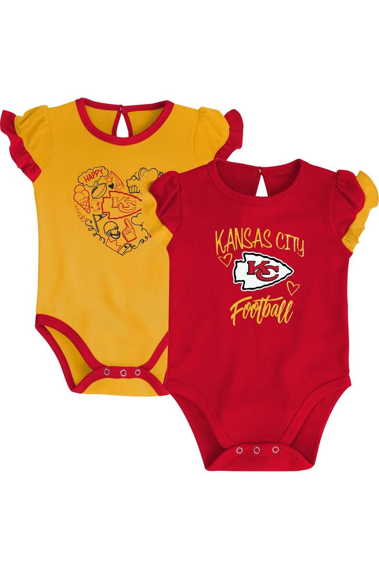 Newborn & Infant Red/Yellow Kansas City Chiefs Too Much Love Two-Piece Bodysuit Set, Main, color, Red