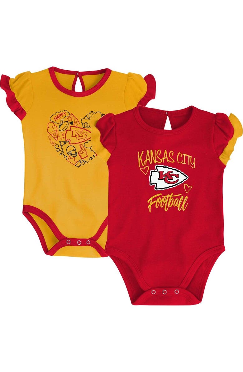 Outerstuff Newborn & Infant Red/Yellow Kansas City Chiefs Too Much Love Two-Piece Bodysuit Set, Main, color, 
