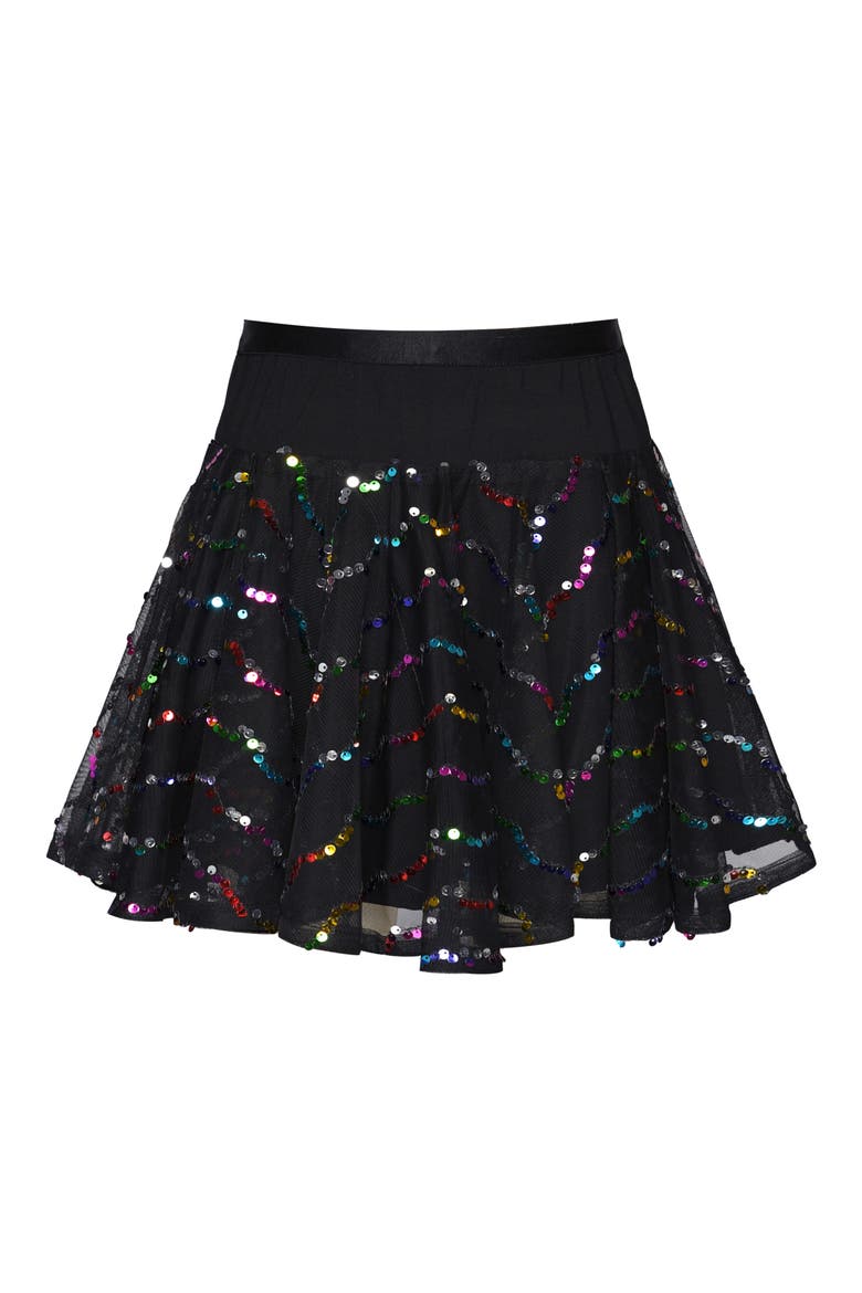 Kids' Sequin Mesh Circle Skirt, Main, color, BLACK