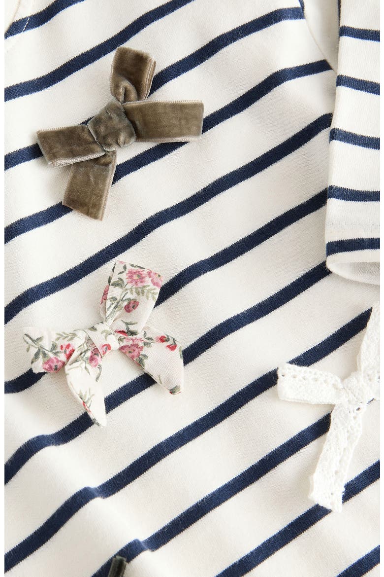 Kids' Stripe Bow Appliqué Cotton Top, Alternate, color, NEUTRAL